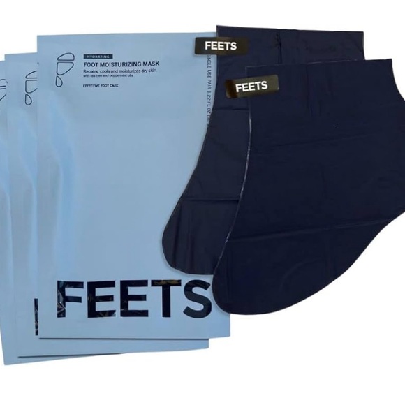 FEETS Hydrating Foot Mask with Tea Tree and Peppermint. 3 pair. Full foot mask! - Picture 1 of 4